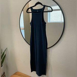 Fitted Sleeveless Rib-Knit Midi Dress for Women